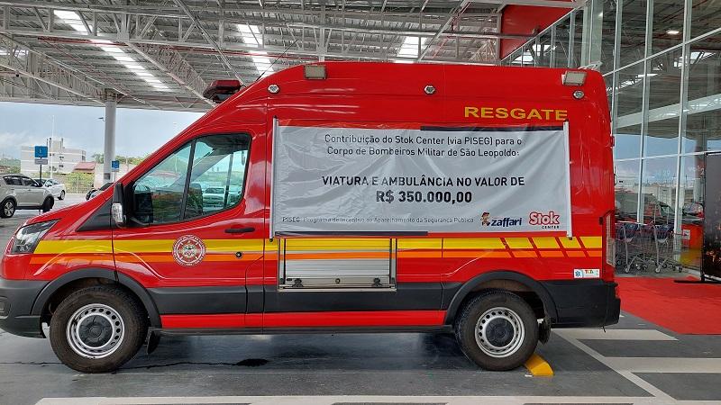 Ambulância do Corpo de Bombeiros de são Leopoldo adquirida por meio do PISEG